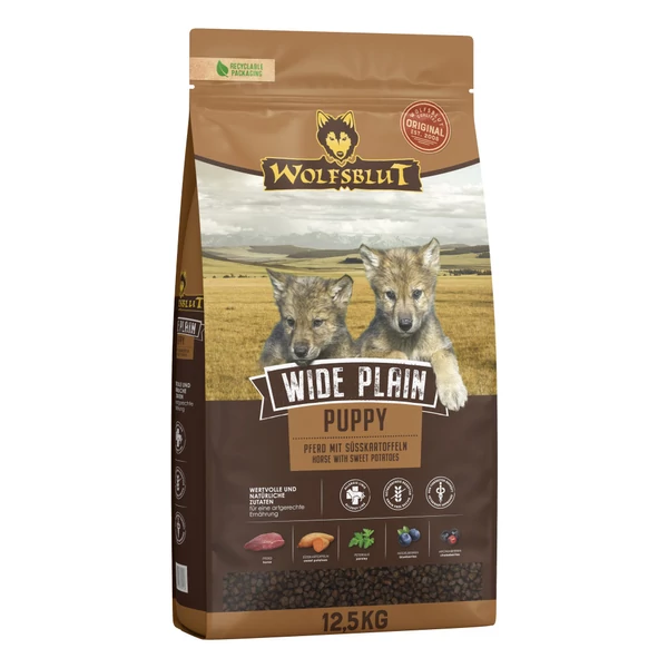 Wolfsblut Wide Plain Puppy Lóhús Édesburgonyával száraz kutyatáp 12,5 kg