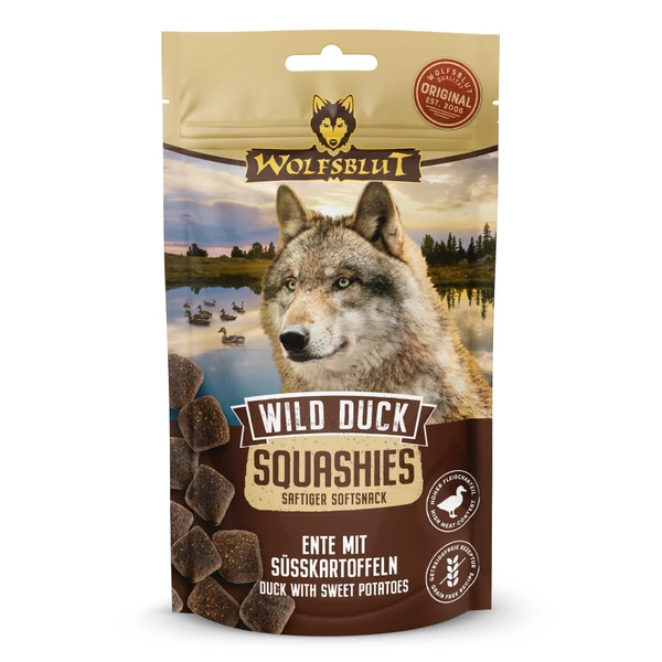 Wolfsblut Wild Duck Squashies Vadkacsahús Édesburgonyával Snack kutyáknak 100 g