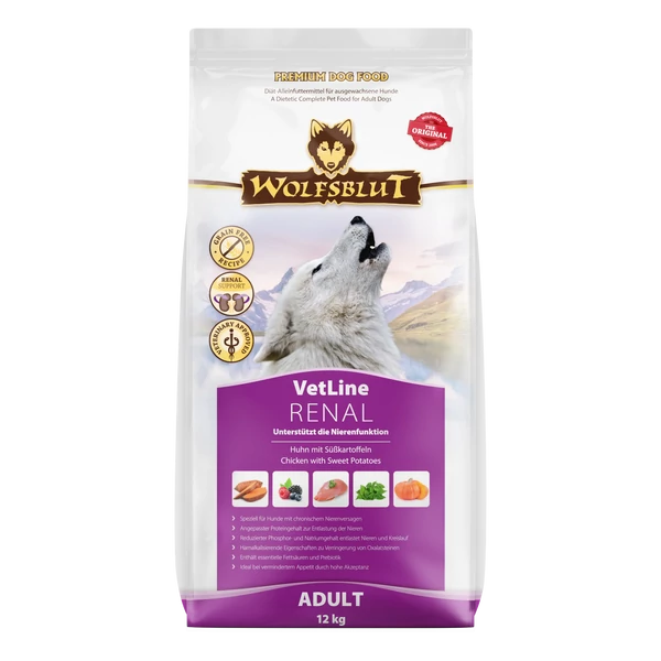 Wolfsblut VetLine Renal Csirke Édesburgonyával száraz kutyatáp 12 kg