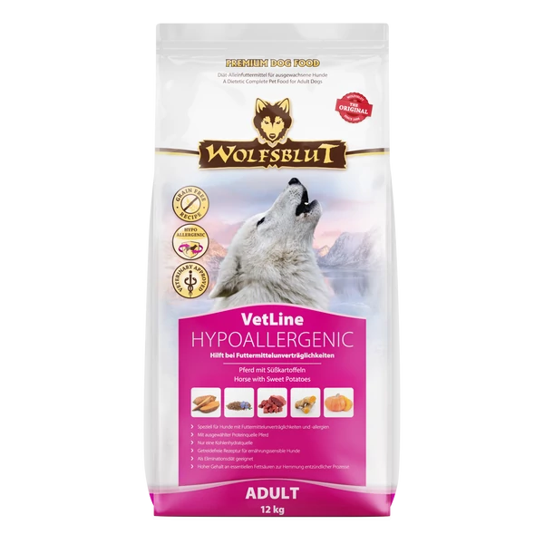 Wolfsblut VetLine Hypoallergenic Lóhús száraz kutyatáp 12 kg