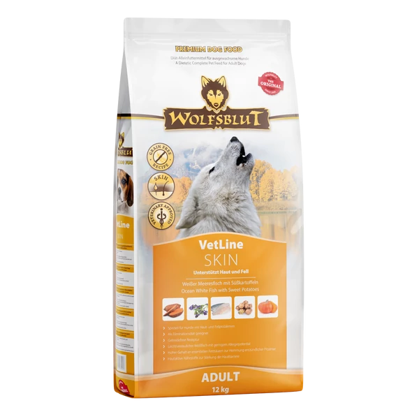 Wolfsblut VetLine Skin-Coat Fehérhallal Édesburgonyával száraz kutyatáp 12 kg