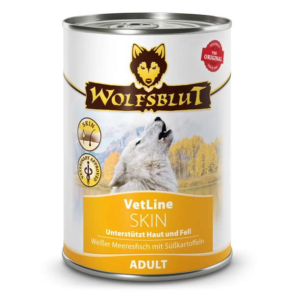 Wolfsblut VetLine Skin-Coat Fehérhallal Édesburgonyával Konzerv nedves kutyatáp 395 g