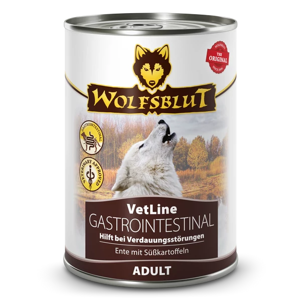 Wolfsblut VetLine Gastrointestinal Kacsa Édesburgonyával Konzerv nedves kutyatáp 395 g