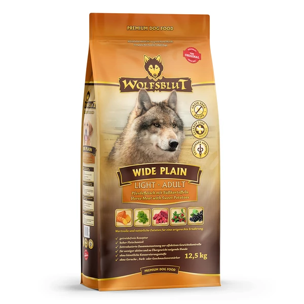Wolfsblut Wide Plain Light Lóhús Édesburgonyával száraz kutyatáp 12,5 kg