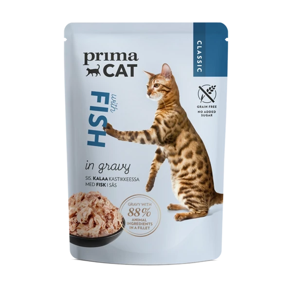 PrimaCat Classics alutasakos macskaeledel Hal szószban 85 g