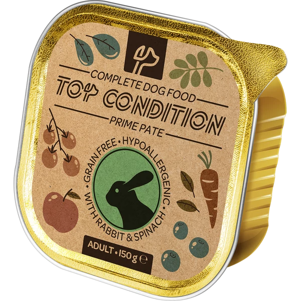 Top Condition alutálkás kutyaeledel nyúl-spenót 150 g