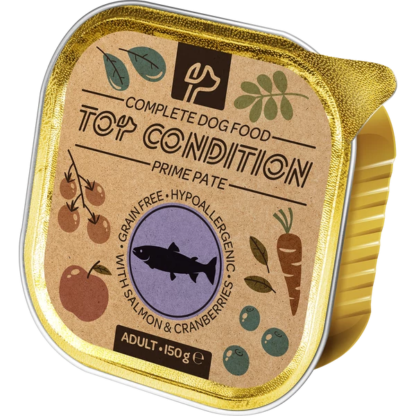 Top Condition alutálkás kutyaeledel lazac-áfonya 150 g